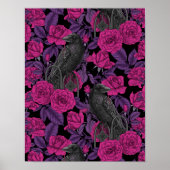 Raven en roze rozen poster (Voorkant)