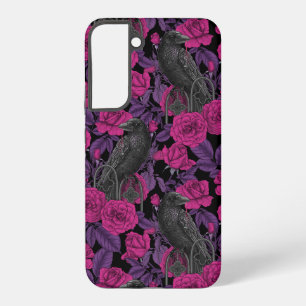 Raven en roze rozen samsung galaxy hoesje