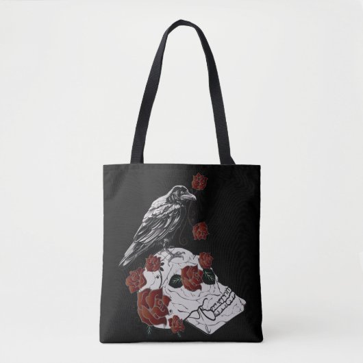 Raven en roze rozen tote bag (Voorkant)