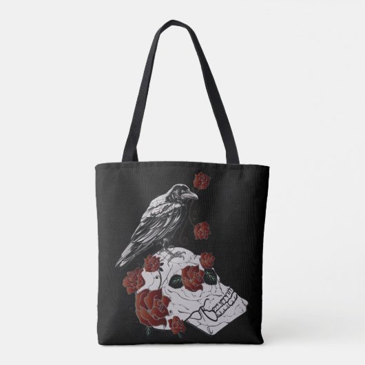 Raven en roze rozen tote bag (Achterkant)