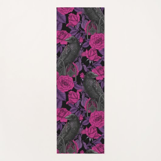 Raven en roze rozen yogamat (Voorkant)