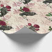 Raven en Rozen Damask Cadeaupapier (Hoek)