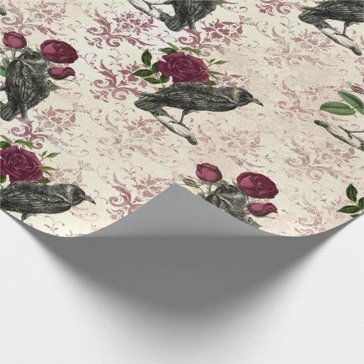 Raven en Rozen Damask Cadeaupapier (Hoek)