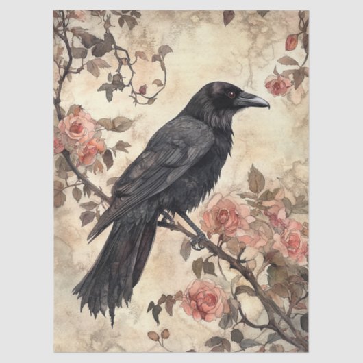 Raven en Rozen Decoupage Tissuepapier (Voorkant)