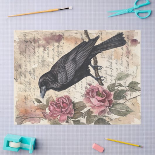 Raven en Rozen  Ephemera Decoupage Tissuepapier (Craft)