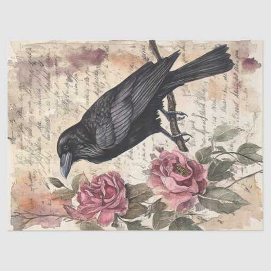 Raven en Rozen  Ephemera Decoupage Tissuepapier (Voorkant)