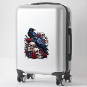Raven en Rozen: Gotische schedel ontwerp Sticker (Koffer)