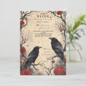 Raven en Rozen Halloween Party Kaart (Staand voorkant)