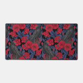 Raven en rozen met donkerblauwe bladeren bureaumat (Voorkant)