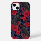 Raven en rozen met donkerblauwe bladeren Case-Mate iPhone case (Achterkant)