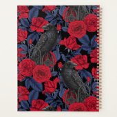Raven en rozen met donkerblauwe bladeren planner (Achterkant)