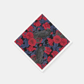 Raven en rozen met donkerblauwe bladeren servet (Hoek)