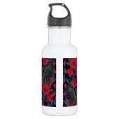 Raven en rozen met donkerblauwe bladeren waterfles  (Achterkant)