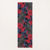 Raven en rozen met donkerblauwe bladeren yogamat (Voorkant)