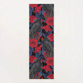 Raven en rozen met donkerblauwe bladeren yogamat (Achterkant)