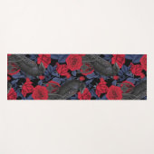 Raven en rozen met donkerblauwe bladeren yogamat (Voorkant (horizontaal))