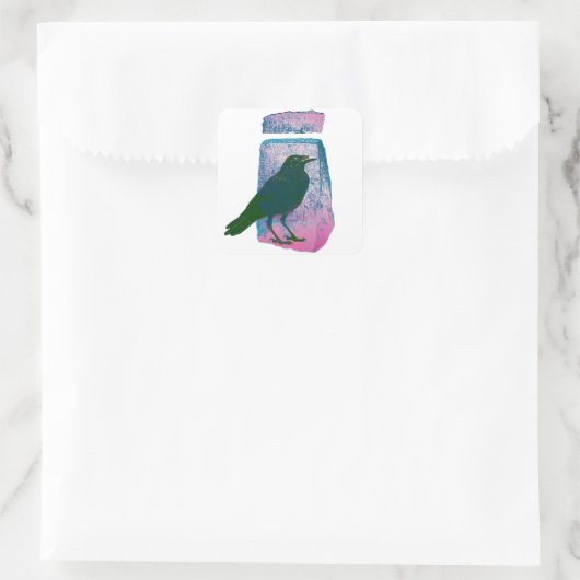 Raven en Runestone Vierkante Sticker (Tas)
