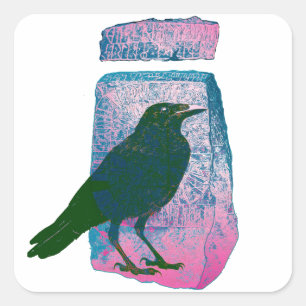 Raven en Runestone Vierkante Sticker