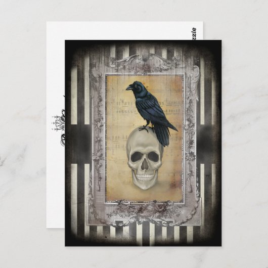 Raven en schedel briefkaart (Voorkant / Achterkant)