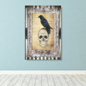 Raven en schedel canvas afdruk (Insitu (Houten vloer))