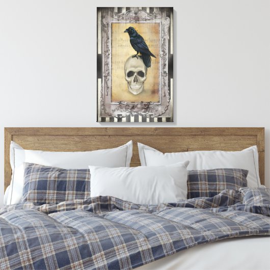 Raven en schedel canvas afdruk (Insitu (Slaapkamer))