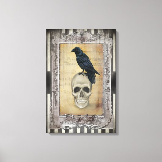 Raven en schedel canvas afdruk (Voorkant)