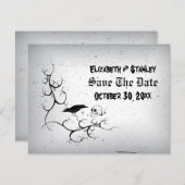 Raven en schedel Gotische bruiloft Save the Date (Voorkant / Achterkant)