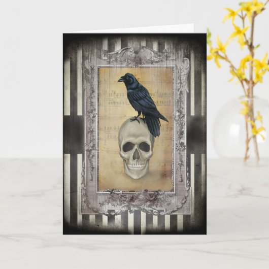 Raven en Schedel Kaart (Gele Bloem)