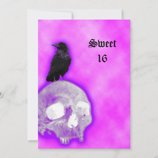 Raven en Skull Gothic Fantasy Sweet 16 Birthday Kaart (Voorkant)