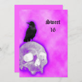Raven en Skull Gothic Fantasy Sweet 16 Birthday Kaart (Voorkant / Achterkant)