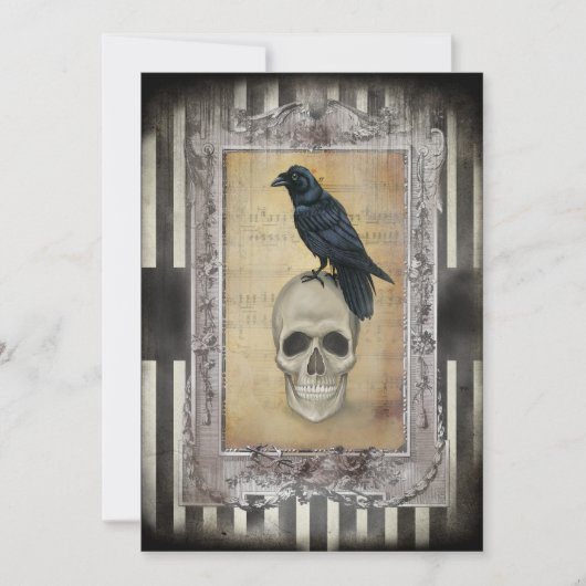Raven en Skull Halloween Kaart (Voorkant)