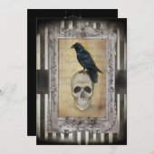 Raven en Skull Halloween Kaart (Voorkant / Achterkant)
