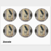 Raven en Skull halloween Ronde Sticker (Vel)