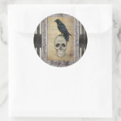 Raven en Skull halloween Ronde Sticker (Tas)