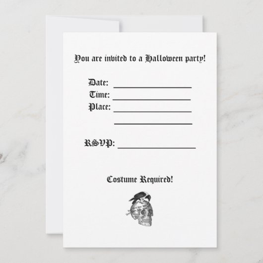 Raven en Skull Halloween Uitnodiging (Achterkant)