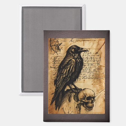 Raven en Skull Junk Journal Page Magneet (Voorkant / Achterkant)