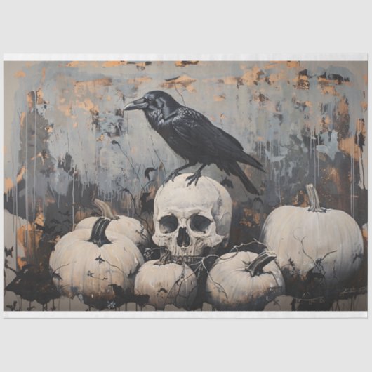 Raven en Skull Tissue Paper voor Meubels Tissuepapier (Voorkant)