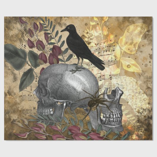 Raven en Skulls Cadeaupapier (Vlak)