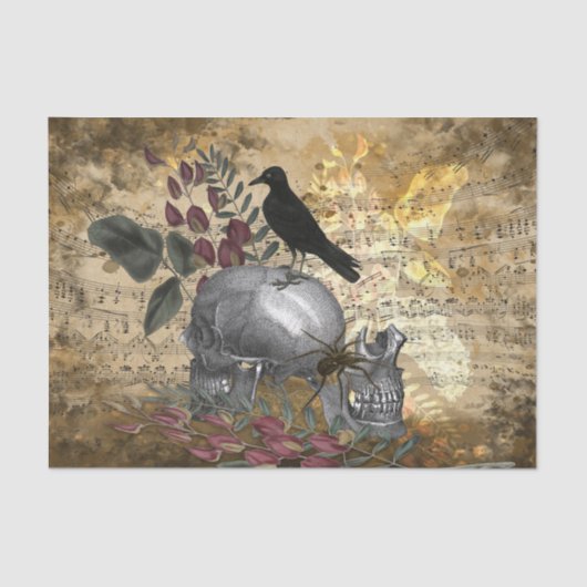 Raven en Skulls Floral  Tissuepapier (Voorkant)