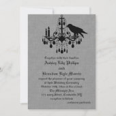 Raven en Spider Damask Grey Linen Wedding Uitnodig Kaart (Voorkant)