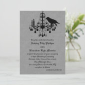 Raven en Spider Damask Grey Linen Wedding Uitnodig Kaart (Staand voorkant)