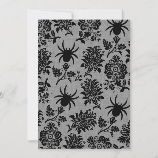 Raven en Spider Damask Grey Linen Wedding Uitnodig Kaart (Achterkant)