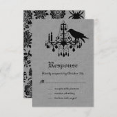 Raven en Spider Damask Grijs Linnen RSVP (Voorkant / Achterkant)