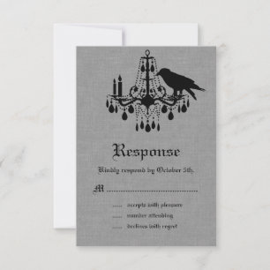 Raven en Spider Damask Grijs Linnen RSVP Kaartje