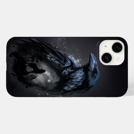 Raven en wolf die op de maan huilen Case-Mate iPhone case (Achterkant (horizontaal))