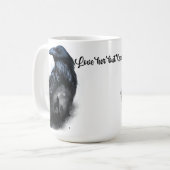 Raven en wolf die op de maan huilen koffiemok (Voorkant links)