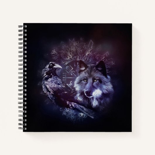 Raven en Wolf - Vegvisir en Tree of life Notitieboek (Voorkant)