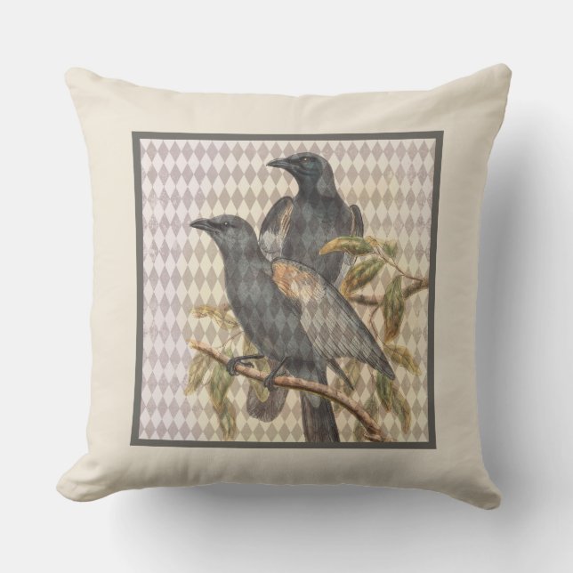  Raven Ephemera op het patroon van de Harlequin va Kussen (Voorkant)