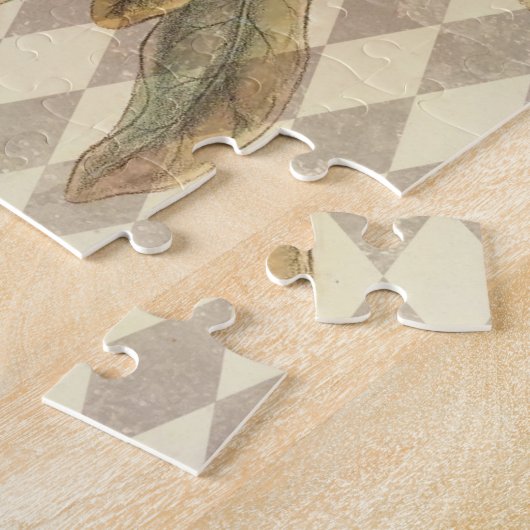  Raven Ephemera op Taupe Harlequin Pattern Legpuzzel (Zijkant)