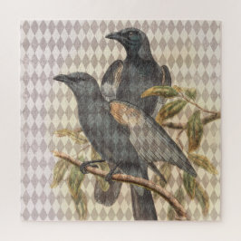  Raven Ephemera op Taupe Harlequin Pattern Legpuzzel